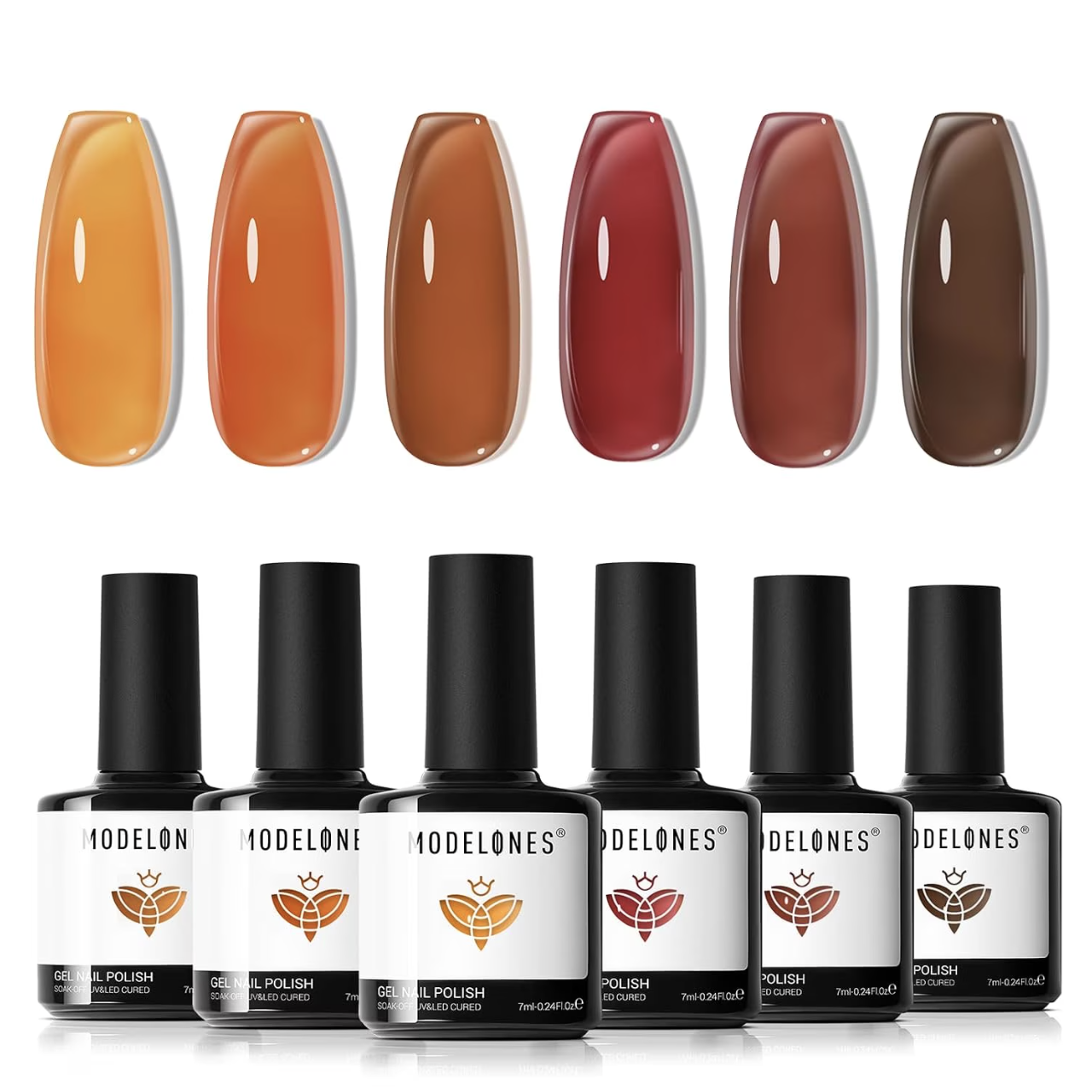 Modelones, Modelones 6&amp;#8209;colors Jelly Sheer Gel Nail Polish Set, 0.24 Fl Oz Each, Soak&amp;#8209;off Uv Led Translucent Candy Tone Gel Kit, 11&amp;#8209;free Low&amp;#8209;odor for Home Diy Salon Gift&amp;#8209;ready Manicure