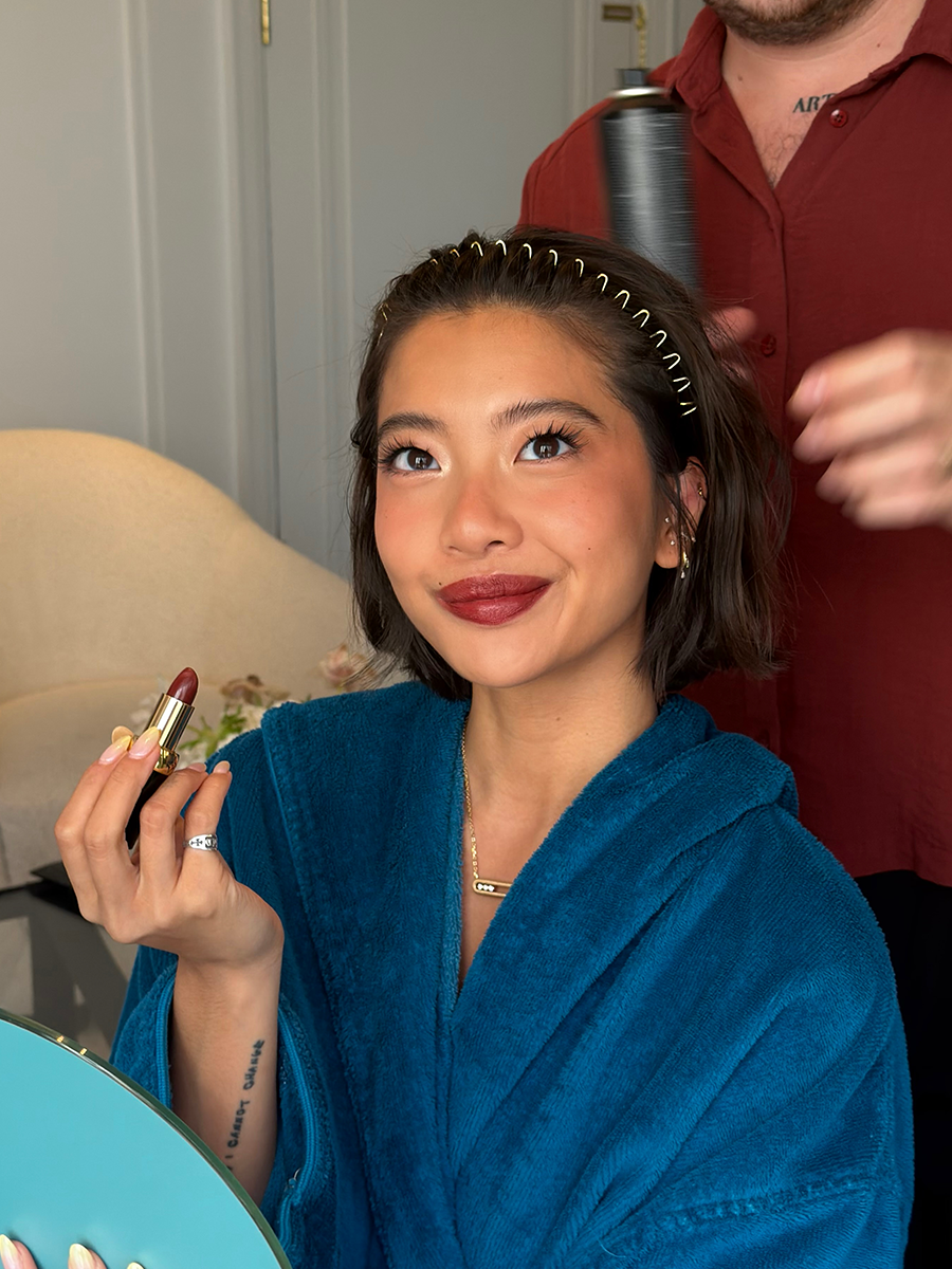 photos of fashion influencer Steph Hui getting ready and attending the Miu Miu spring/summer 2027 show during Paris Fashion Week