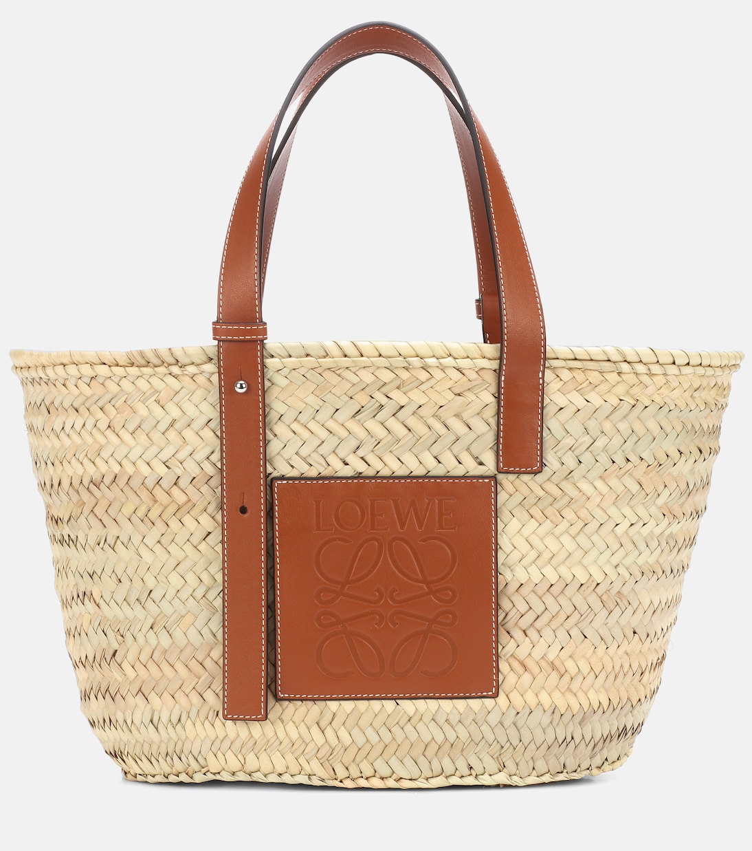 Medium Leather-Trimmed Basket Tote