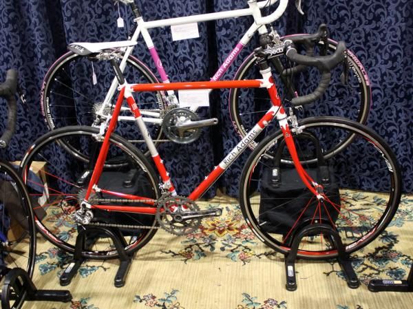 Also on display in the Rich Adams booth was this red-and-white lugged road bike.