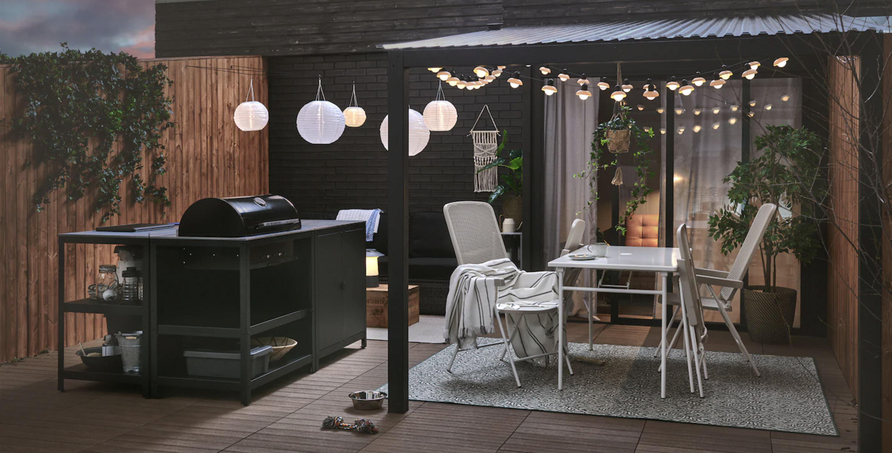 Decking ideas with outdoor kitchen equipment and dining area