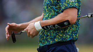 Jordan Spieth's wrist strapped up at the PGA Championship