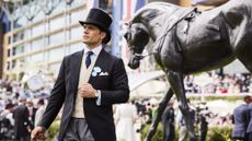 Henry Cavill photographed at Royal Ascot wearing a 1926 Longines mono-pusher chronograph