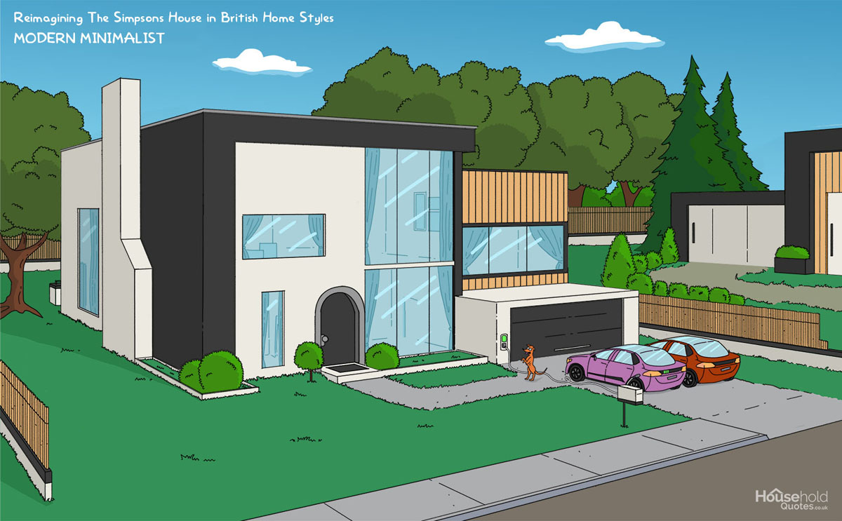 The Simpsons house in a modern minimalist style