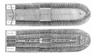 A 19th-century illustration of a British slave ship launched at Liverpool in 1781.