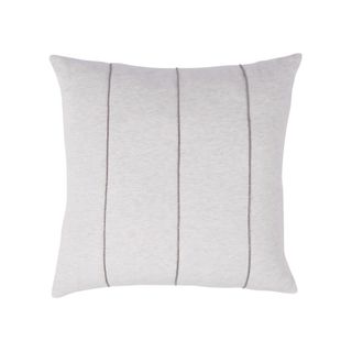 square throw pillow in oat color with sequinned sripes