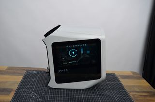 white gaming PC with a clear side panel