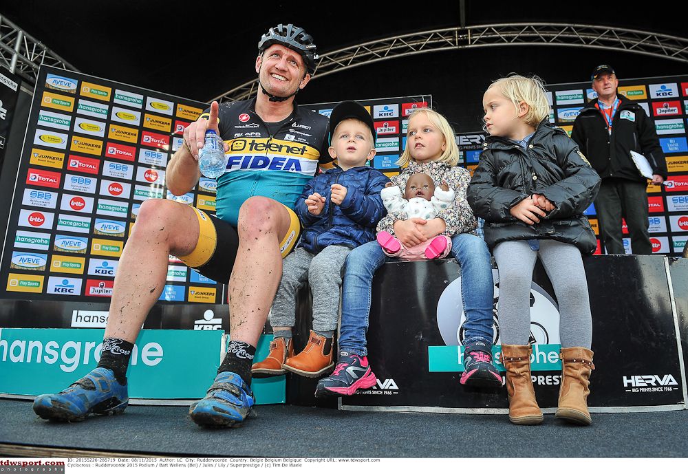 Wellens and crew enjoying some time together on the podium.