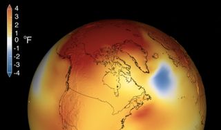 In this NASA visualization, the planet’s temperature changes are shown compared with the average from 1951 to 1980.