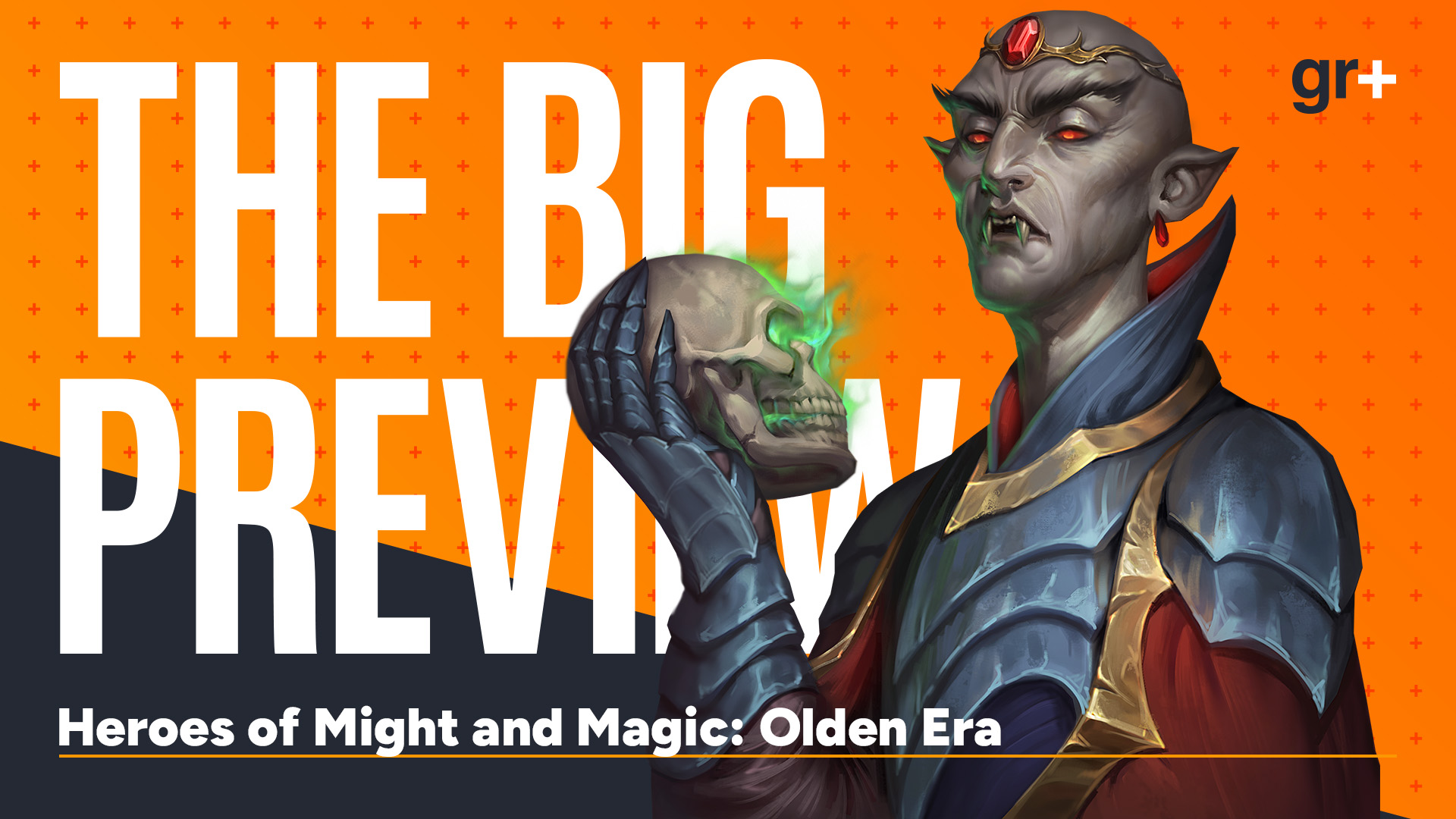 The Big Preview art of Heroes of Might and Magic: Olden Era showing a vampire holding a glowing skull