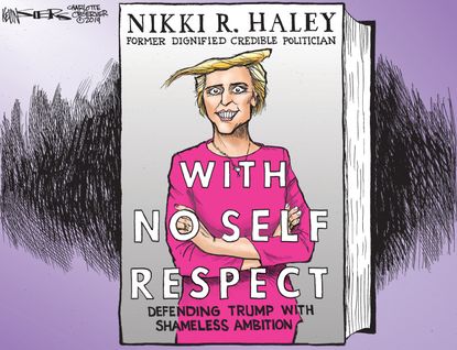 Political Cartoon U.S. Nikki Haley Shameless Trump Defense