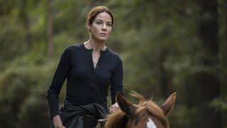 Michelle Monaghan as Leni McCleary, on horseback, in of Echoes