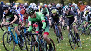 The start of a cyclocross race