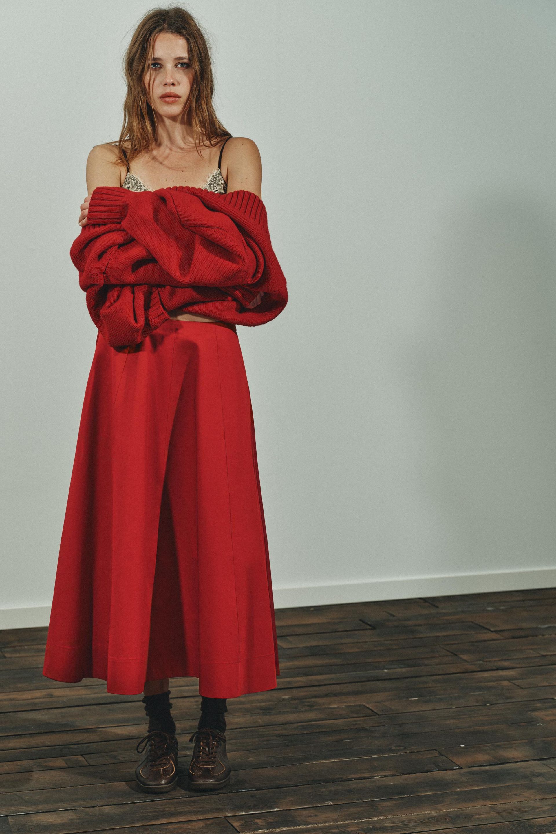 Pleated Midi Skirt