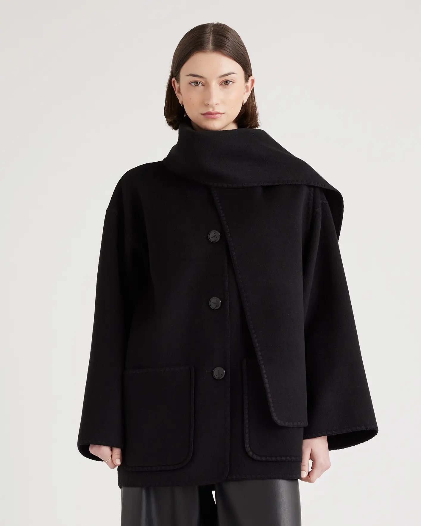Quince, Double-Faced Merino Wool Scarf Coat