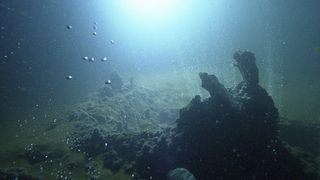 This view from an international volcano monitoring system shows the Kolumbo volcanic crater on the seafloor.