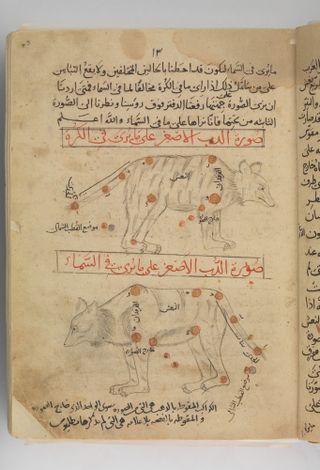 Arabic star names in a 15th-century copy of "The Book of the Fixed Stars" by Al-Sufi, originally written around 964.