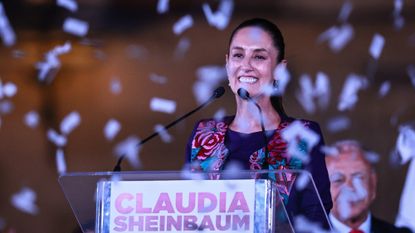 Claudia Sheinbaum thanks supporters after initial vote counting showed her leading the polls by a wide margin