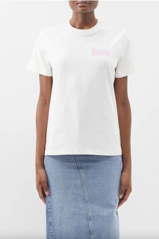 Ganni Nightclub logo-print cotton-jersey T-shirt