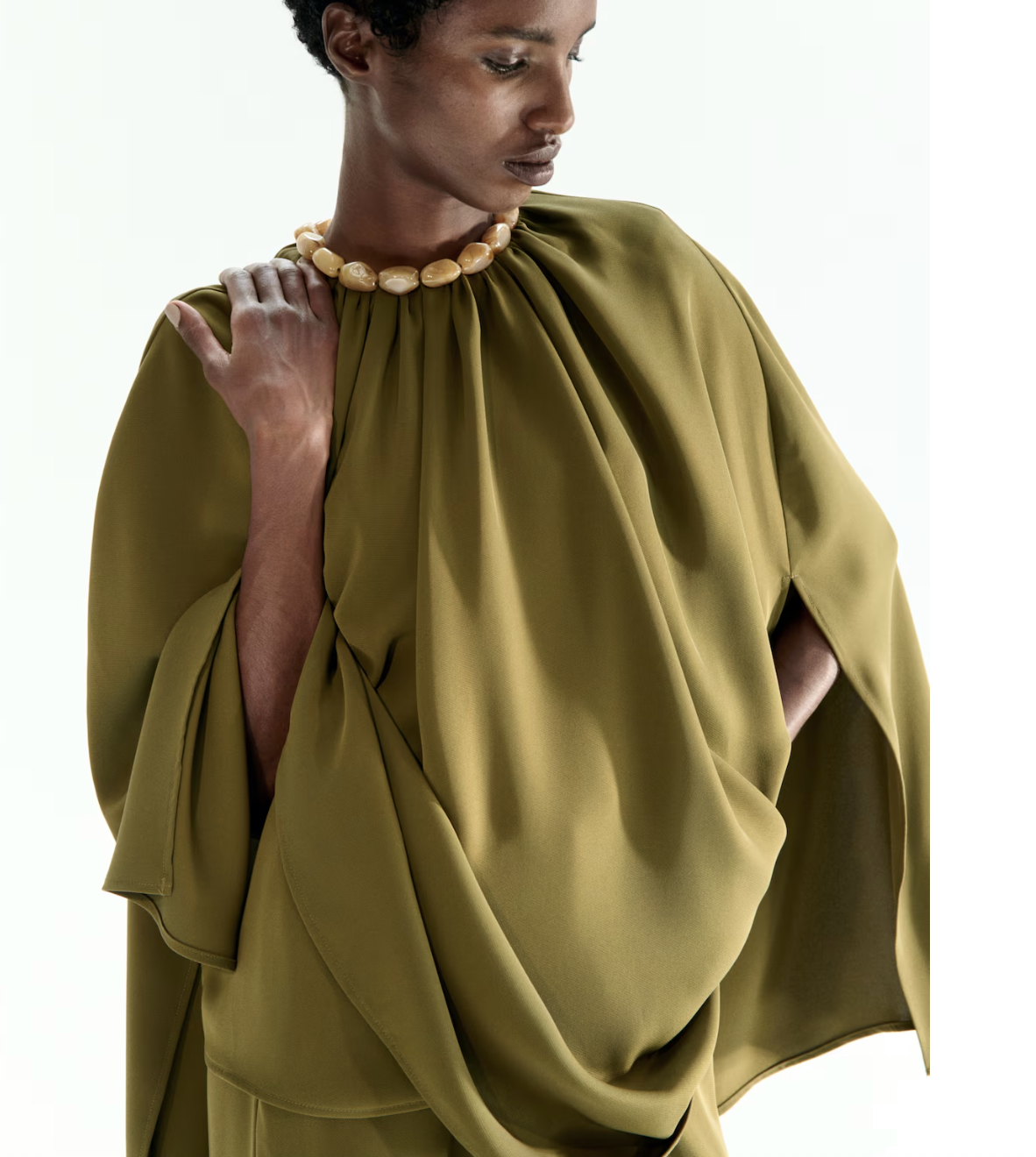 hm, Bead-detail cape blouse