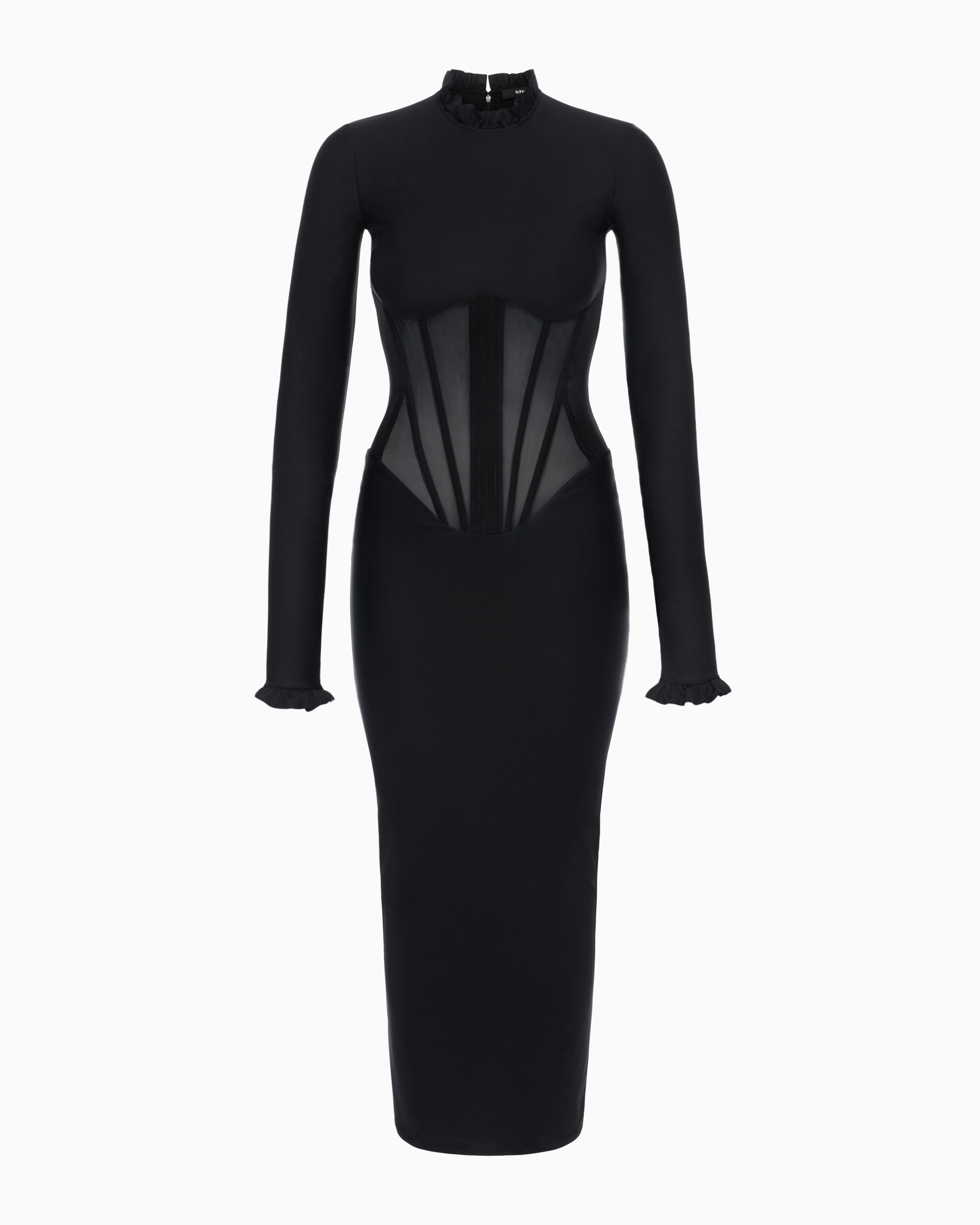 Khy x Dilara Fındıkoğlu Long_Sleeve_Corset_Dress-Black_1