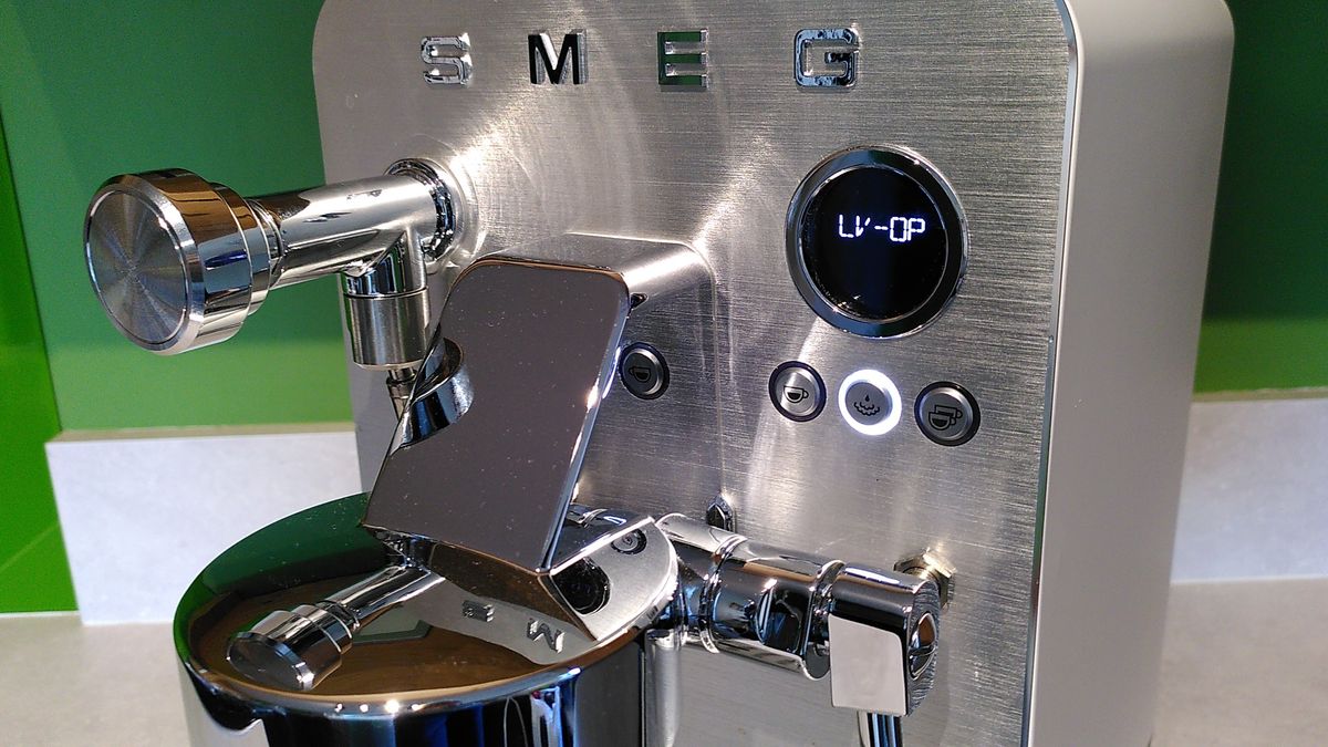 Close-up of controls on Smeg Mini Pro Espresso Coffee Machine