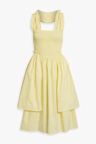 Shrimps, Emma draped shirred cotton-poplin dress