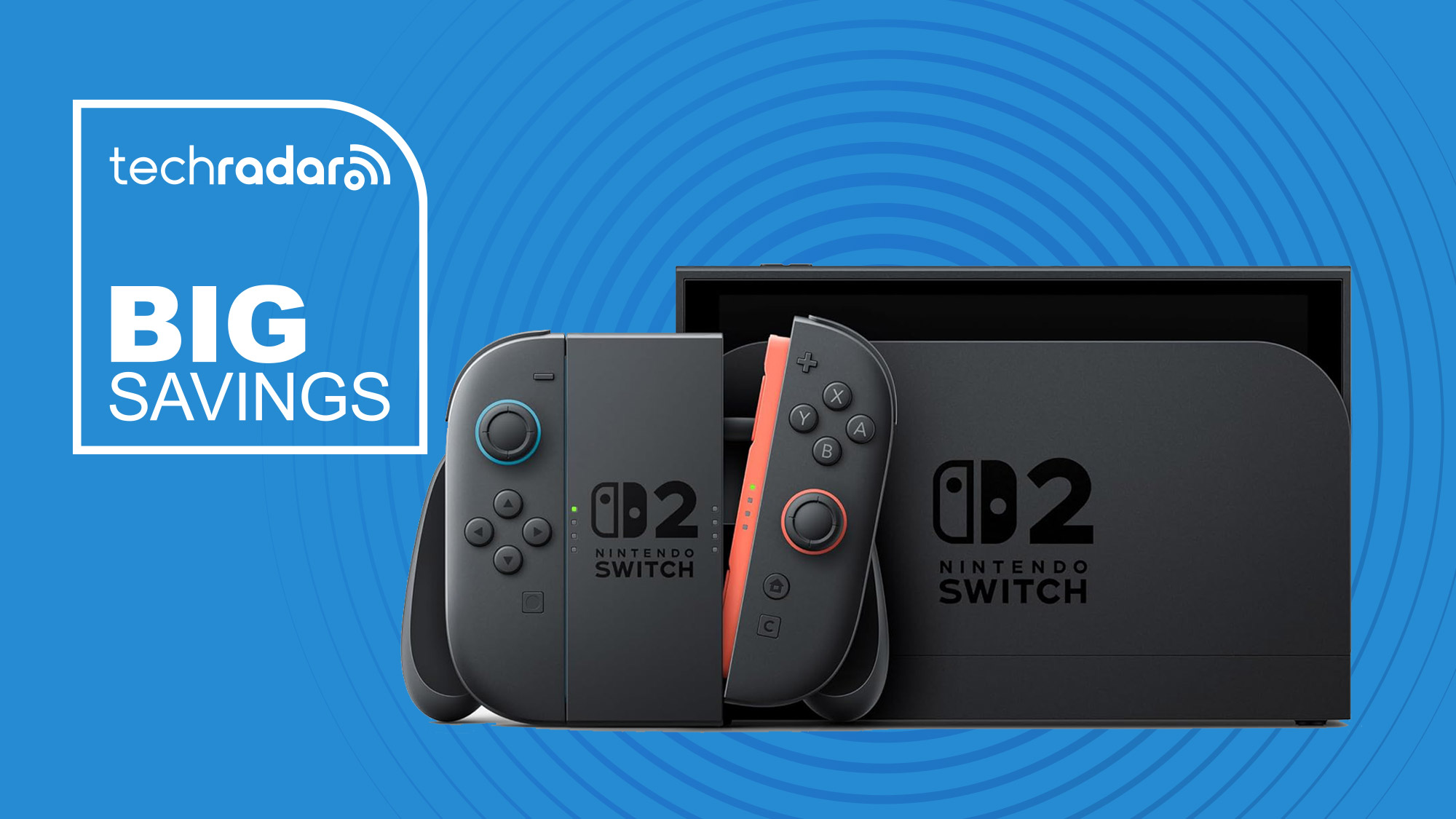Nintendo Switch 2 console on a blue background