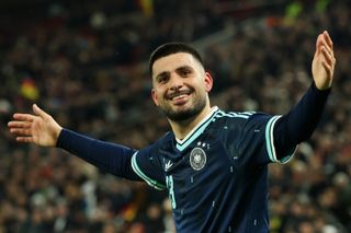 Deniz Undav of Germany celebrates scoring his team's second goal during the international friendly match between Germany and Ghana at MHP Arena 