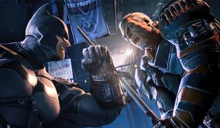 Deathstroke fighting Batman in Arkham Origins