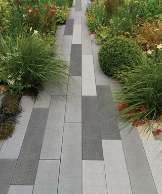 grey paving slabs in different tones from Bradstone