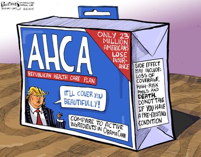 Political cartoon U.S. Trump Republican health care plan AHCA