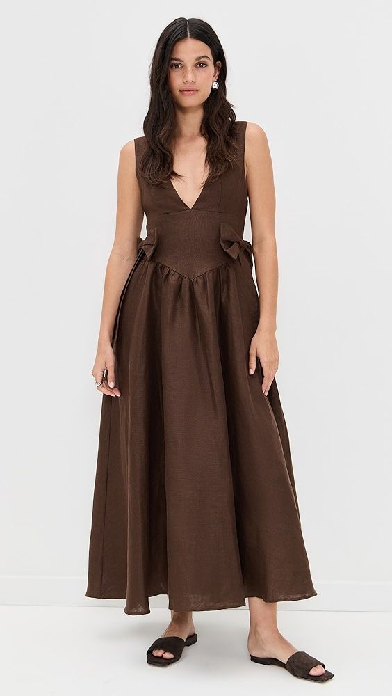 Vrg Grl Daphne Linen Midi Dress
