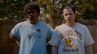 Jules and Vincent wearing T shirts in Pulp Fiction