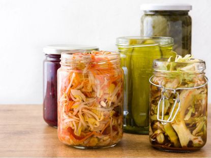 Fermented Vegetables In Glass Jars