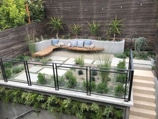 garden terrace ideas with built in seating