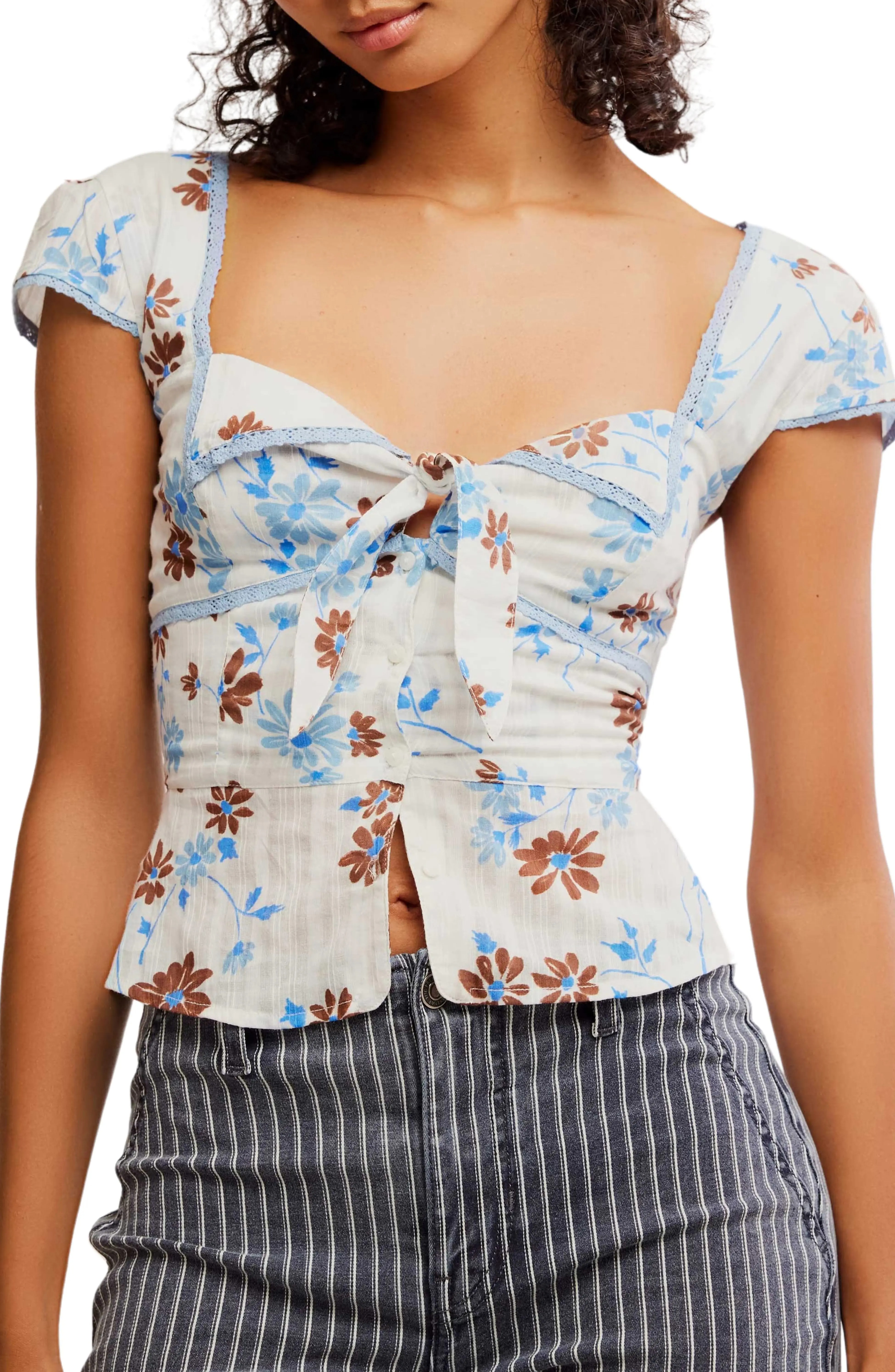 Call Me Baby Cap Sleeve Button-Up Shirt