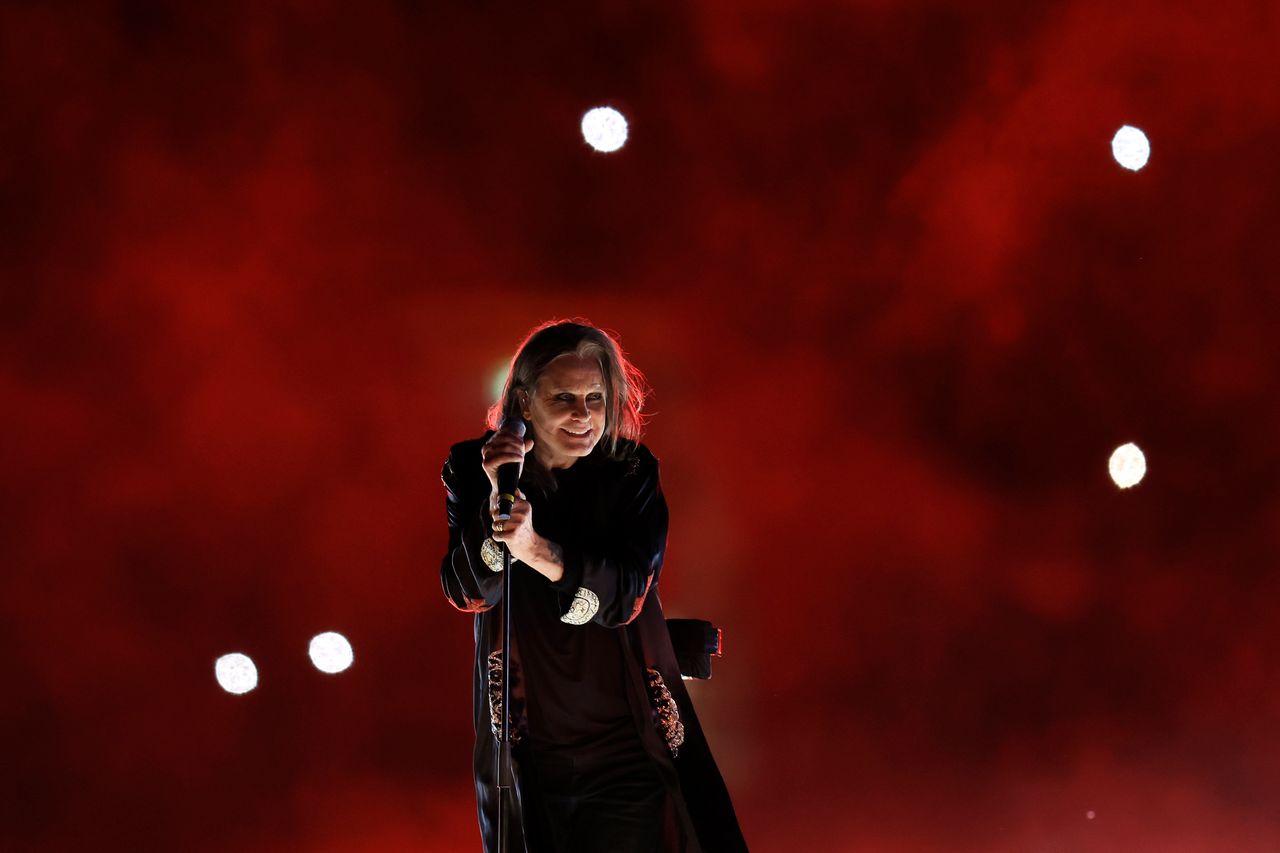 Ozzy Osbourne and Tony Iommi on stage at the Commonwealth Games