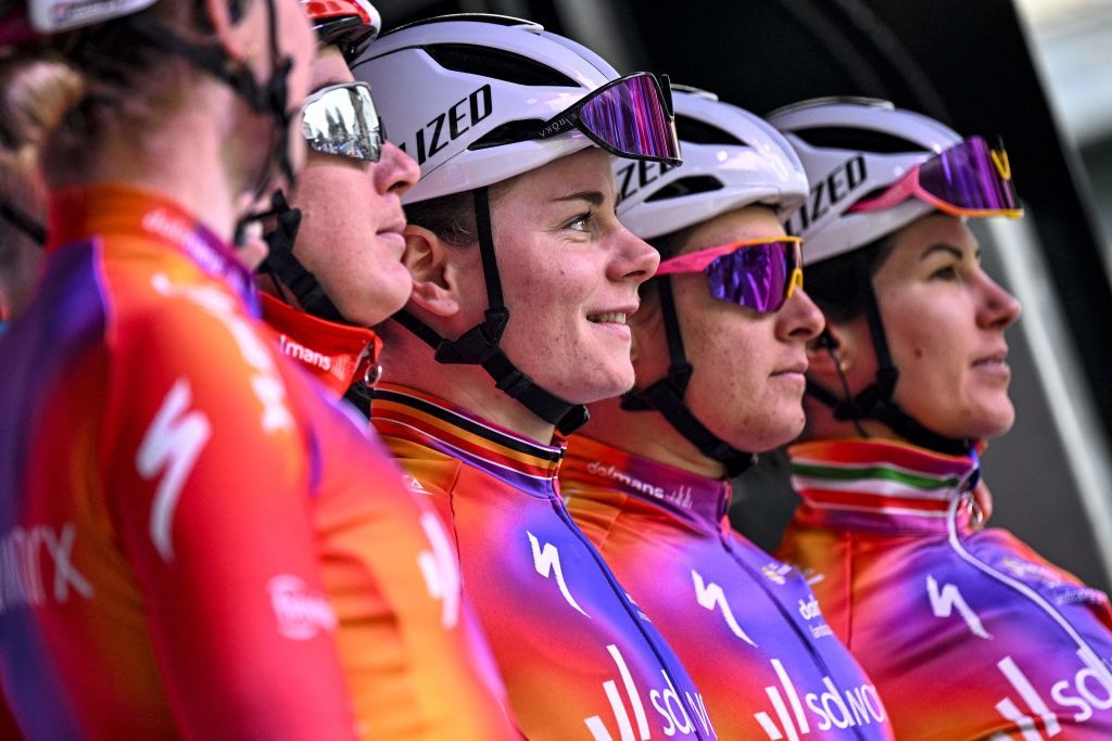 Belgian Lotte Kopecky of SD Worx pictured at the start of the third edition of the women elite race of the ParisRoubaix cycling event 1454 km from Denain to Roubaix France on Saturday 08 April 2023 BELGA PHOTO JASPER JACOBS Photo by JASPER JACOBS BELGA MAG Belga via AFP Photo by JASPER JACOBSBELGA MAGAFP via Getty Images