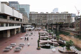 Outside the Barbican Centre in London