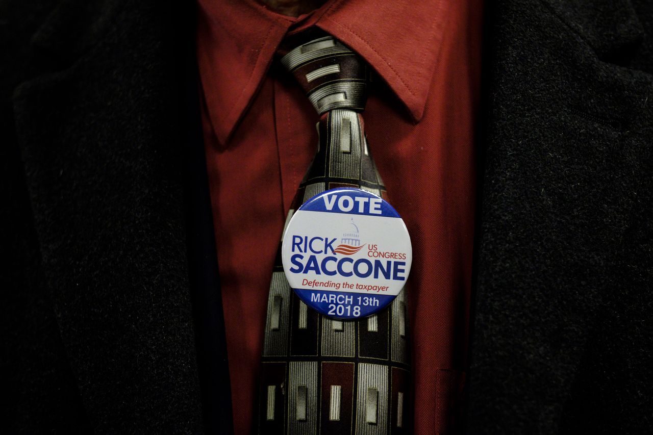 A Rick Saccone badge