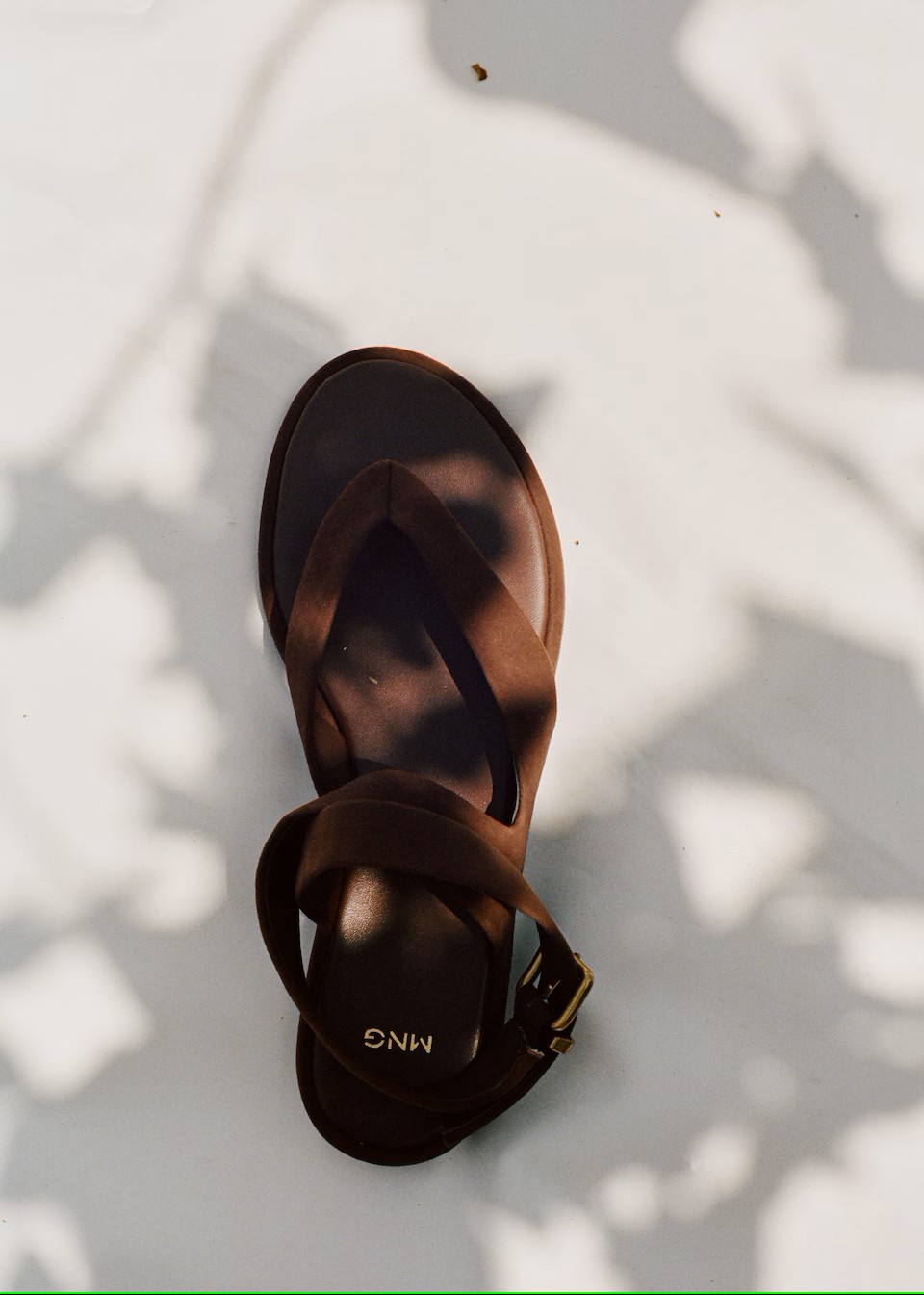 MANGO, Leather Sandals With Buckle Strap