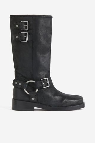 Suede biker boots