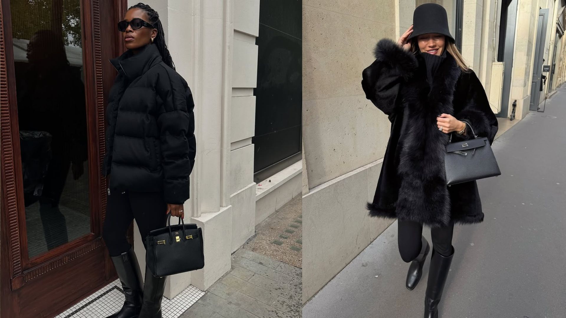 woman wearing leggings with boots outfit 2026