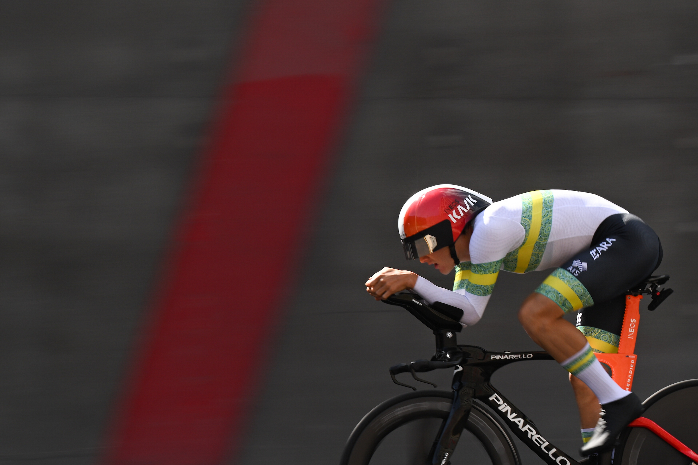 Cameron Rogers during the under-23 time trial at the 2026 Road World Championships
