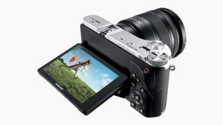 The "hybrid" Samsung NX Ultra features traditional controls, but will be primarily touchscreen-driven (like Galaxy phones)