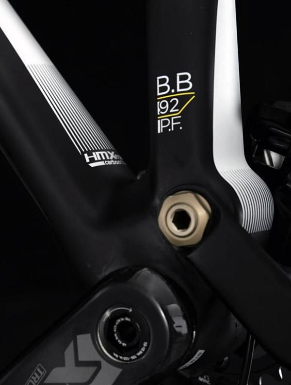 The new Spark has an all-carbon bottom bracket shell, which accepts the Press Fit 92 standard supported by both Shimano and SRAM, among others