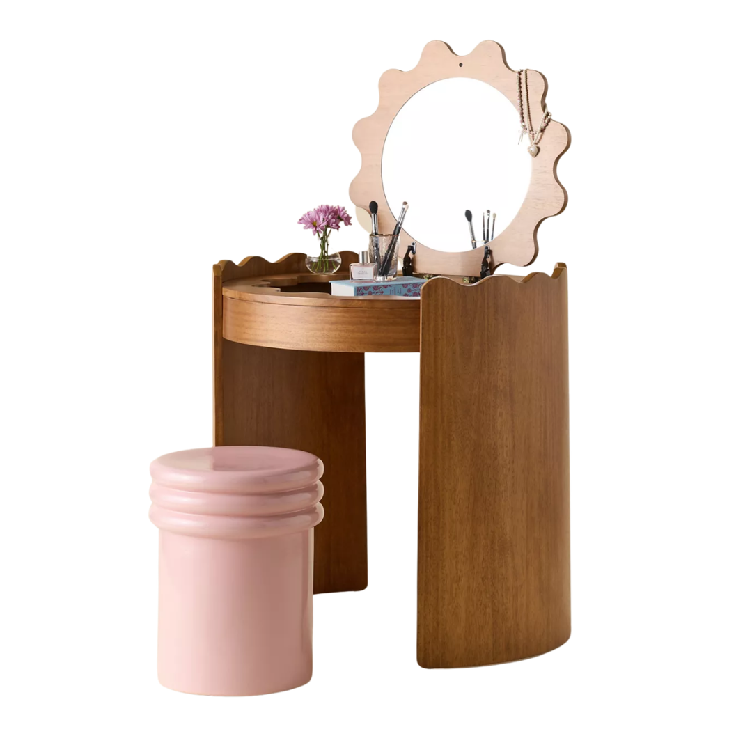 UO Home, Stacie Wood Flip-Top Mirror Vanity
