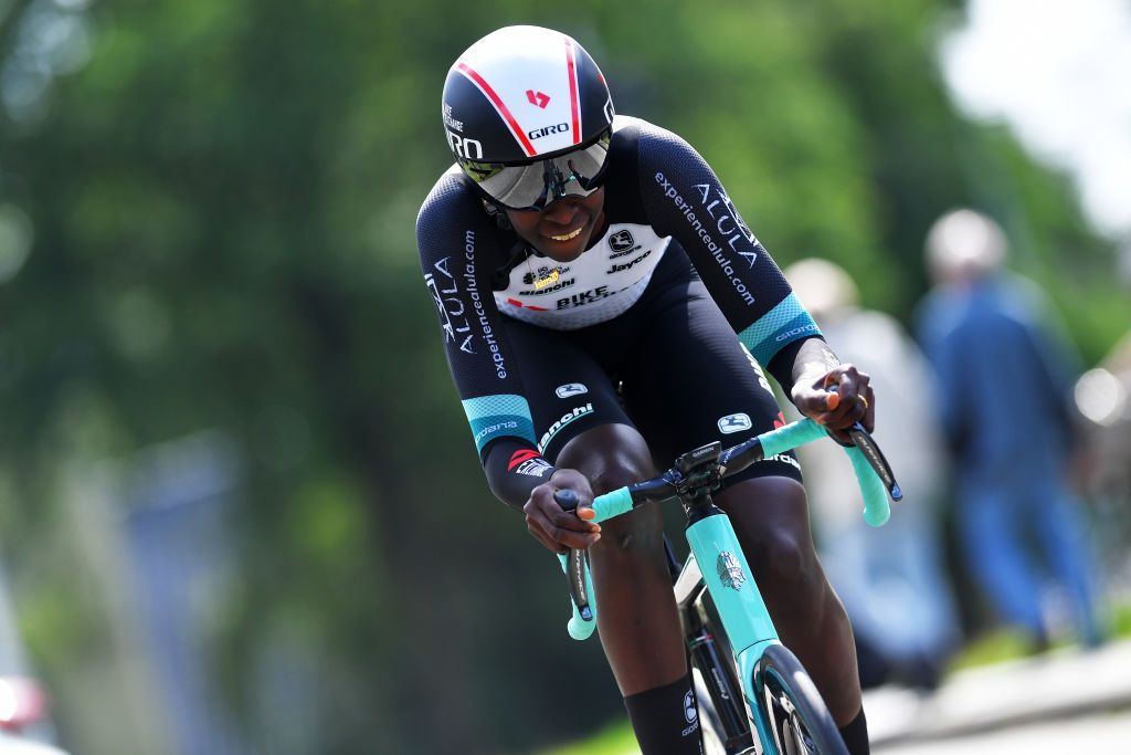 EDE NETHERLANDS AUGUST 24 Teniel Campbell of Trinidad And Tobago and Team BikeExchange during the 23rd Simac Ladies Tour 2021 Prologue a 24km Individual Time Trial stage from Ede to Ede SLT2021 SimacDS UCIWWT on August 24 2021 in Ede Netherlands Photo by Luc ClaessenGetty Images
