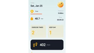 A screenshot of the workout stats from the UREVO app